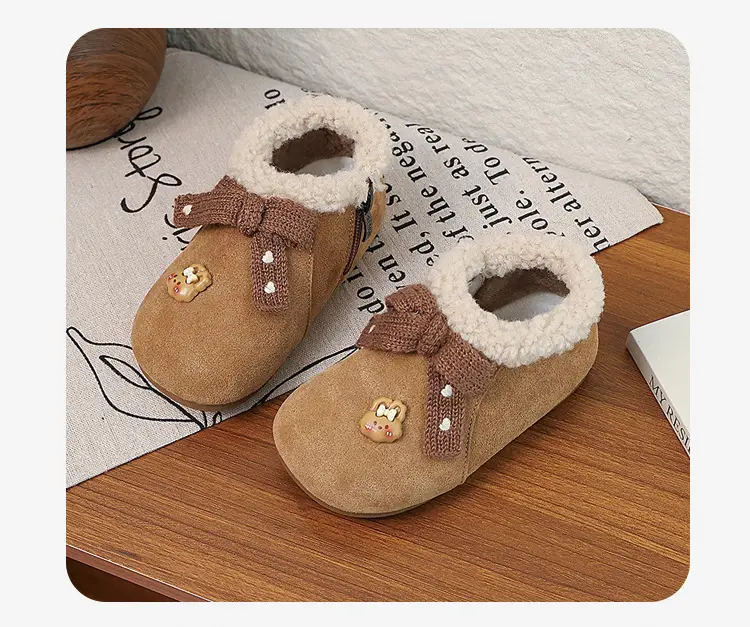 Korean Style Baby Girl's Velvet Warm Cotton Shoes 2025 Winter New Baby Shoes Children's Birkenstock Shoes Soft-Soled Cotton Shoes — feature 13