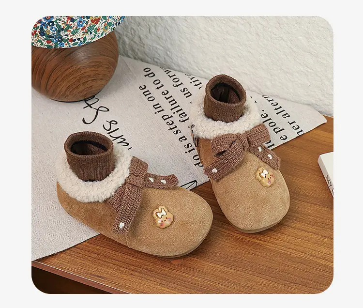 Korean Style Baby Girl's Velvet Warm Cotton Shoes 2025 Winter New Baby Shoes Children's Birkenstock Shoes Soft-Soled Cotton Shoes — feature 14