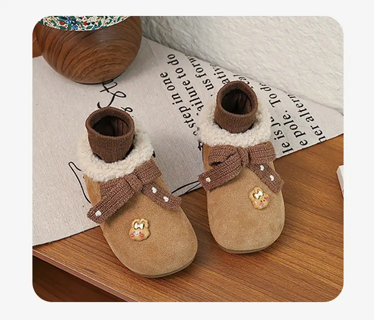 Korean Style Baby Girl's Velvet Warm Cotton Shoes 2025 Winter New Baby Shoes Children's Birkenstock Shoes Soft-Soled Cotton Shoes — feature 15
