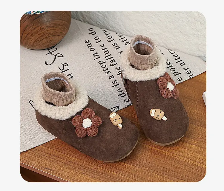 Korean Style Baby Girl's Velvet Warm Cotton Shoes 2025 Winter New Baby Shoes Children's Birkenstock Shoes Soft-Soled Cotton Shoes — feature 18
