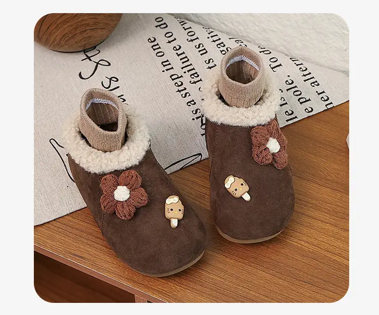 Korean Style Baby Girl's Velvet Warm Cotton Shoes 2025 Winter New Baby Shoes Children's Birkenstock Shoes Soft-Soled Cotton Shoes — feature 19