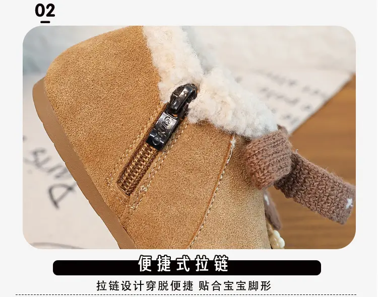 Korean Style Baby Girl's Velvet Warm Cotton Shoes 2025 Winter New Baby Shoes Children's Birkenstock Shoes Soft-Soled Cotton Shoes — feature 7