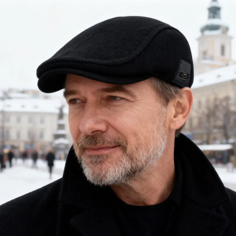 Men Winter Warm Cotton Cap Outdoor Cold Proof Forward Beret - Image 3