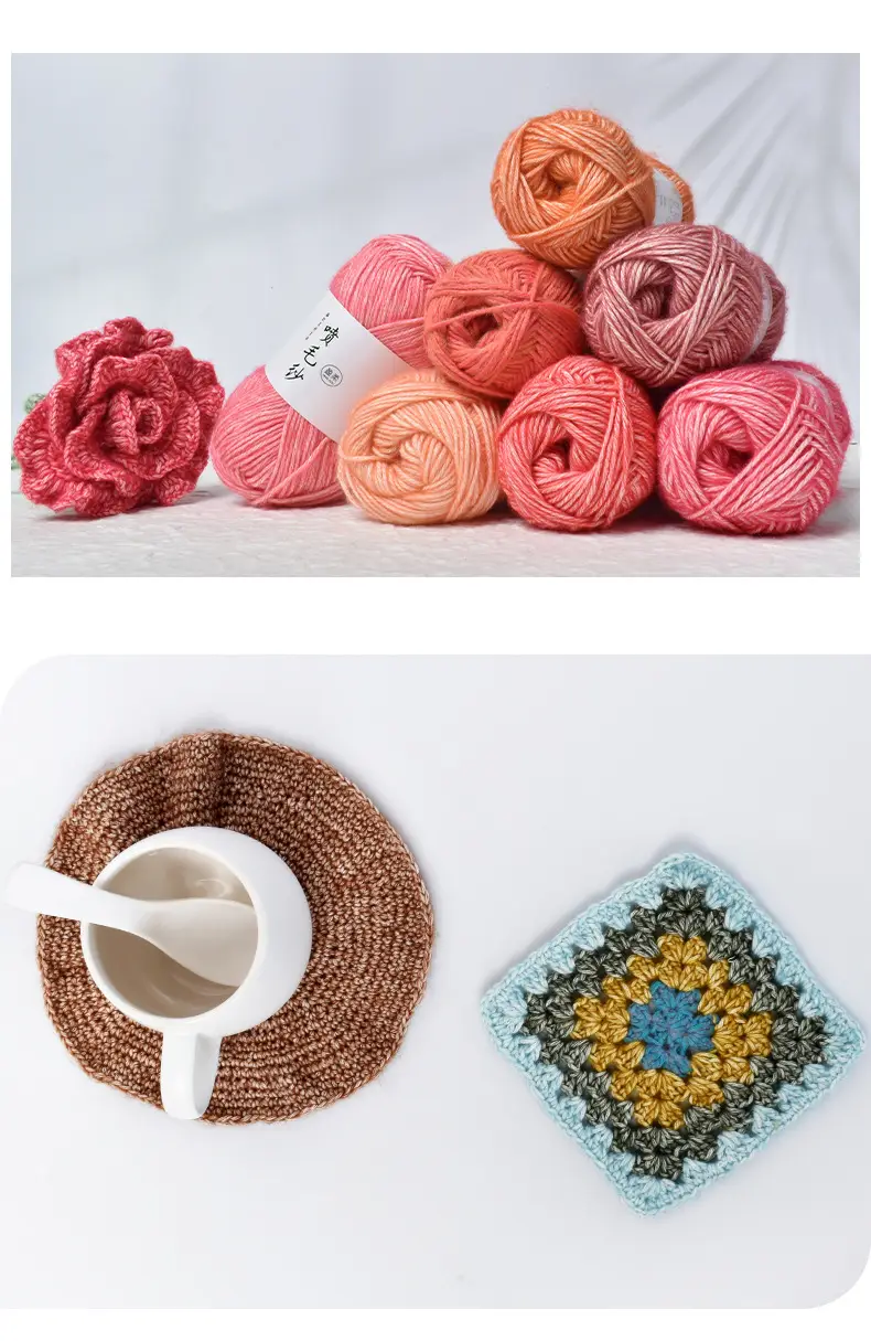 Cross-Border Exclusive Supply of Yingrou Spray Yarn, Medium-Thick Cotton Nitrile Yarn, Hand-Knitted DIY Crochet Scarf Yarn Ball — feature 12