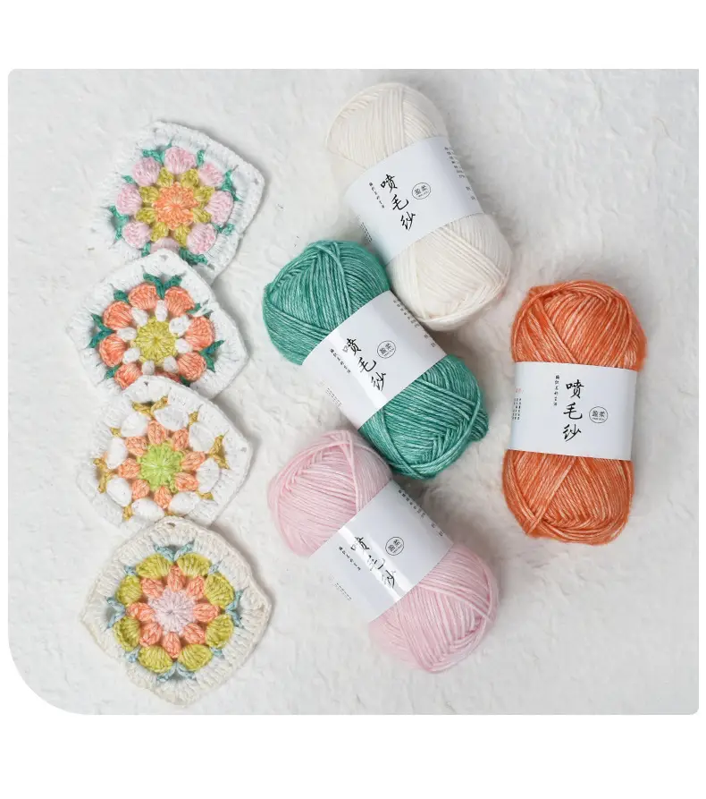 Cross-Border Exclusive Supply of Yingrou Spray Yarn, Medium-Thick Cotton Nitrile Yarn, Hand-Knitted DIY Crochet Scarf Yarn Ball — feature 14