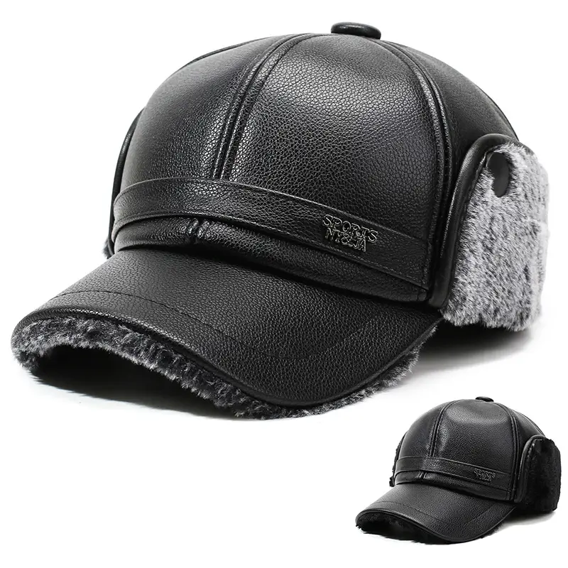 Winter Warm Leather Cap for Men with Ear Protection - Image 4