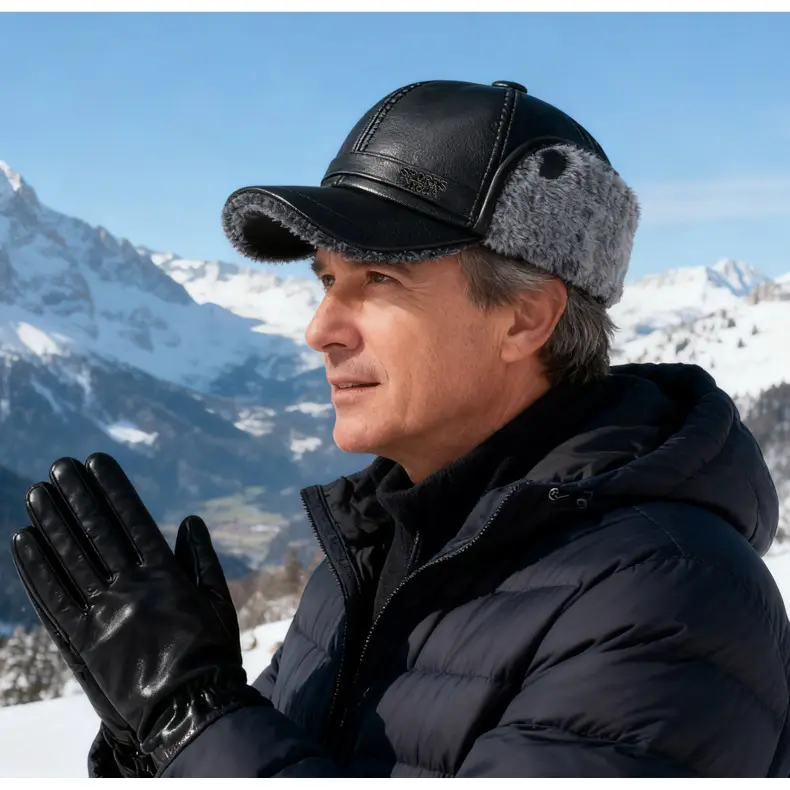Winter Warm Leather Cap for Men with Ear Protection — feature 17