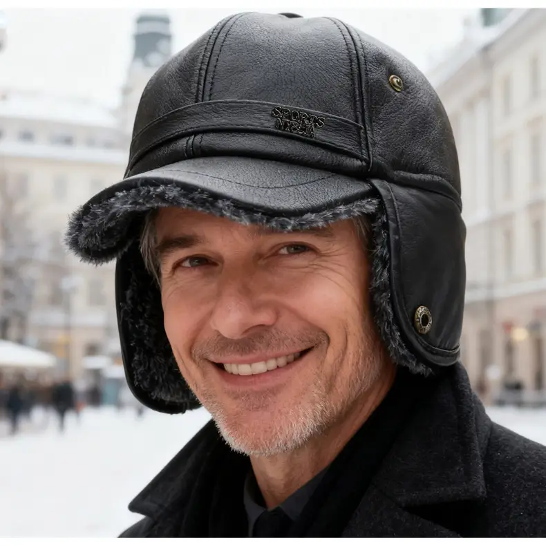 Winter Warm Leather Cap for Men with Ear Protection — feature 18