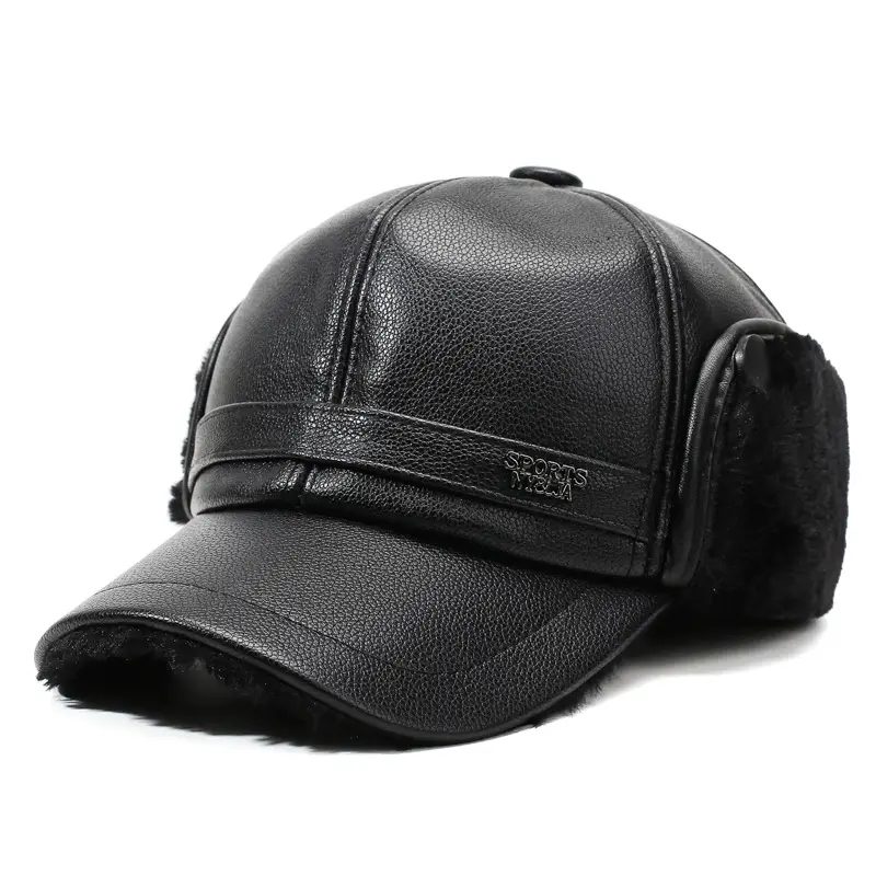 Winter Warm Leather Cap for Men with Ear Protection - Image 2
