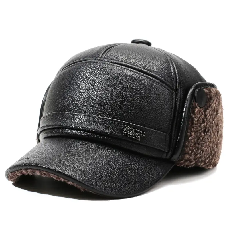 Winter Warm Leather Peaked Cap for Men - Image 3