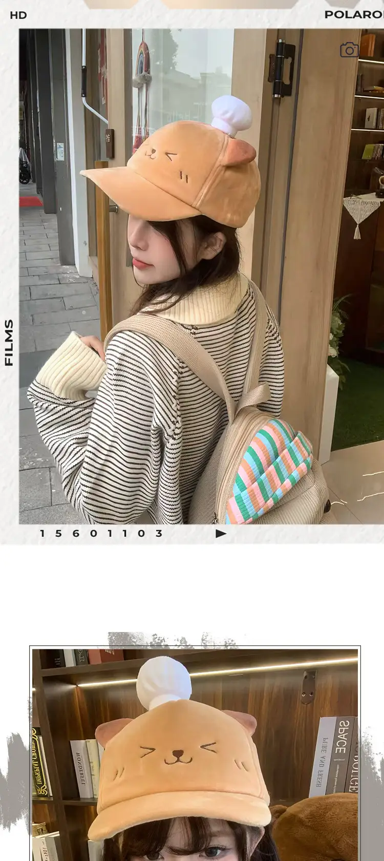 Autumn Winter Duckbill Cap with Cartoon Ears — feature 8