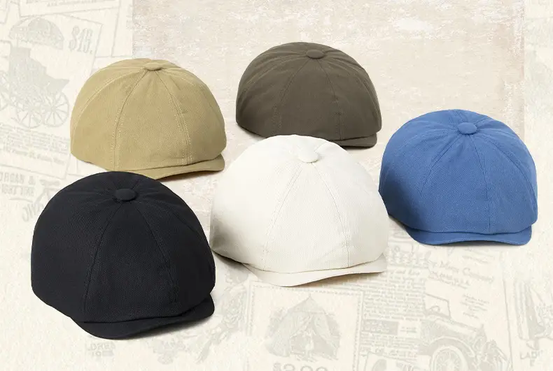 Men Black Printed Beret Cap Four Season Retro Newsboy — feature 15