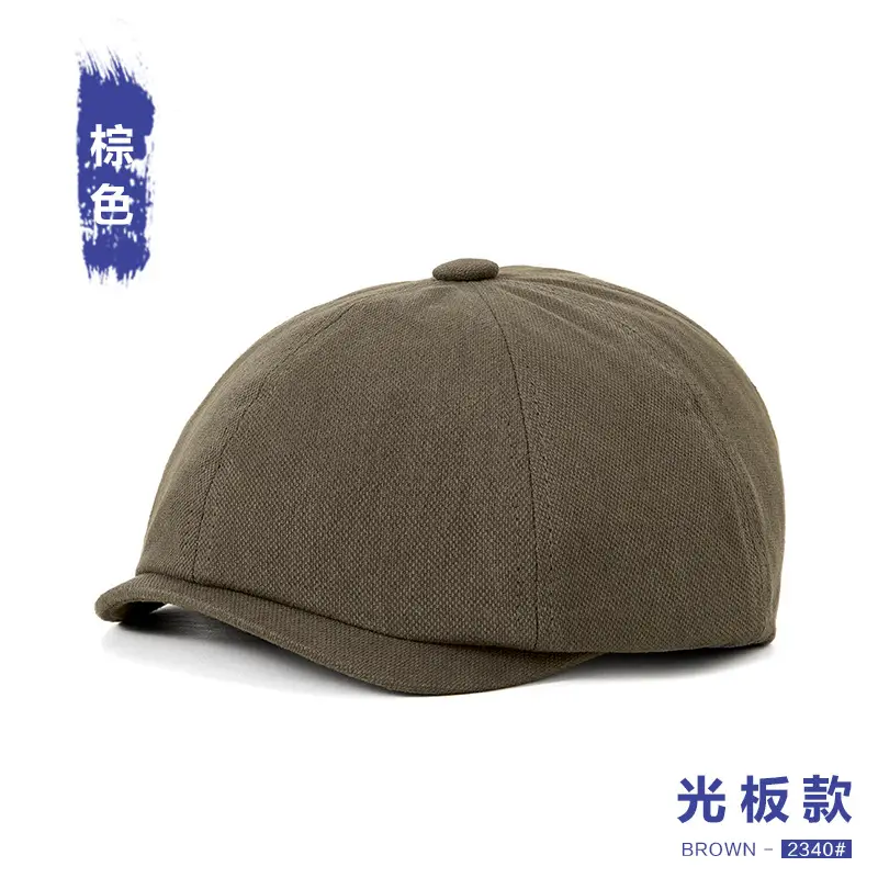 Men Black Printed Beret Cap Four Season Retro Newsboy