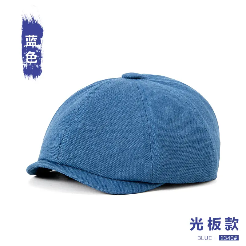 Men Black Printed Beret Cap Four Season Retro Newsboy
