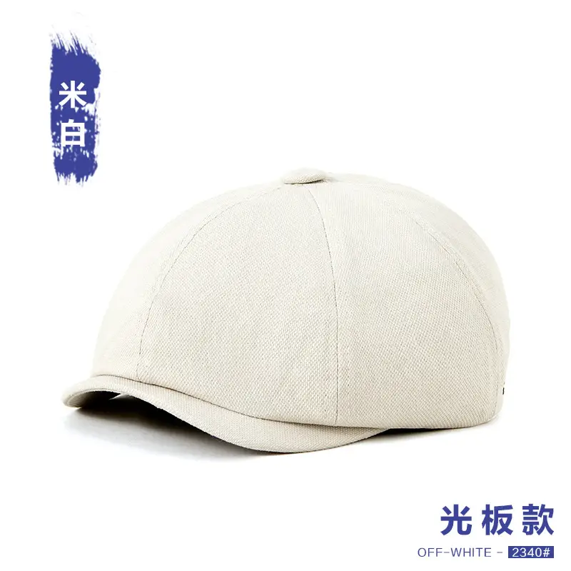 Men Black Printed Beret Cap Four Season Retro Newsboy
