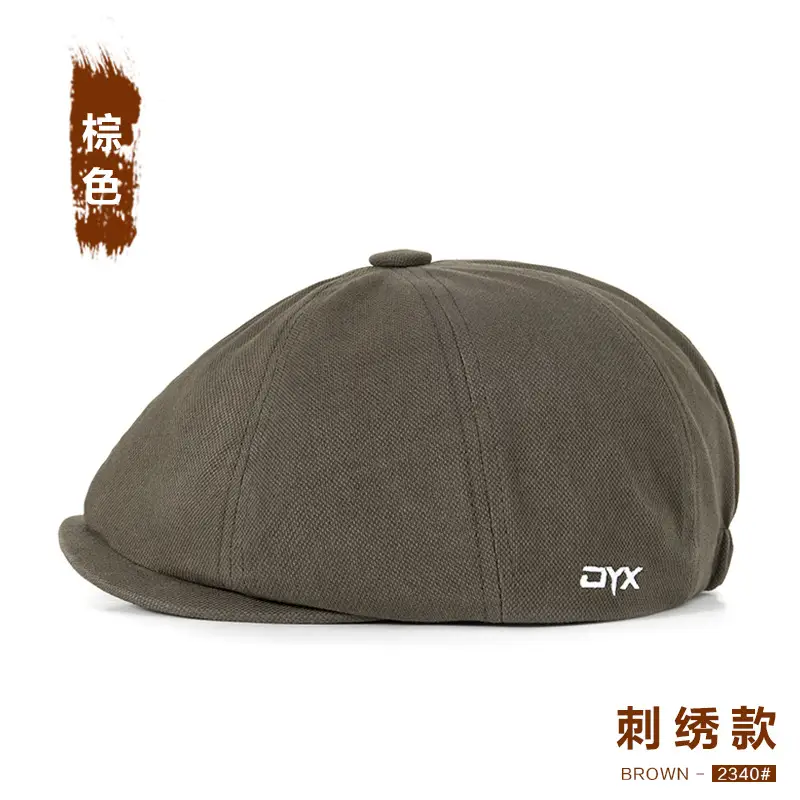 Men Black Printed Beret Cap Four Season Retro Newsboy