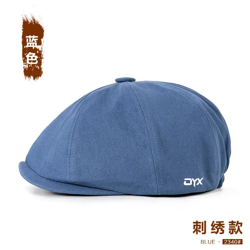 Men Black Printed Beret Cap Four Season Retro Newsboy