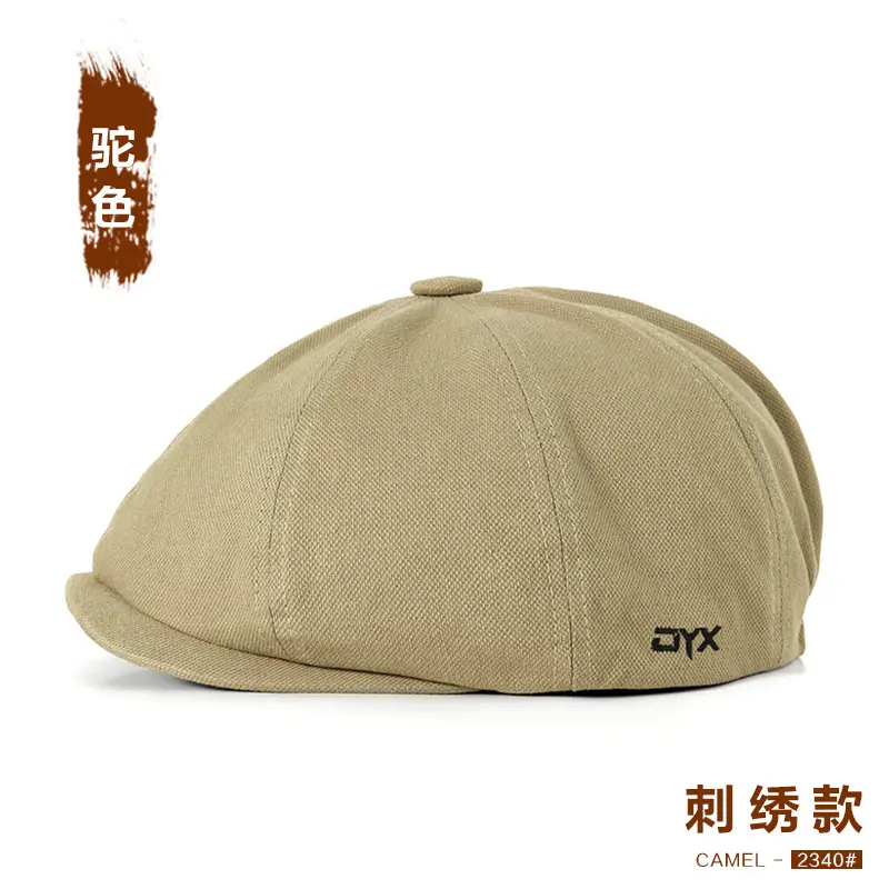 Men Black Printed Beret Cap Four Season Retro Newsboy