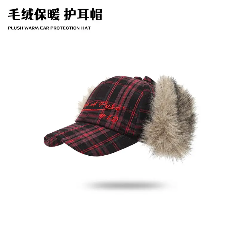 2025 Winter Plaid Duckbill Cap for Women Warm Ear Protection - Image 5