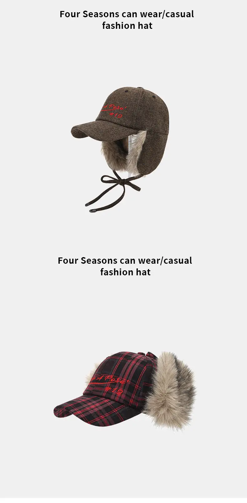 2025 Winter Plaid Duckbill Cap for Women Warm Ear Protection — feature 10