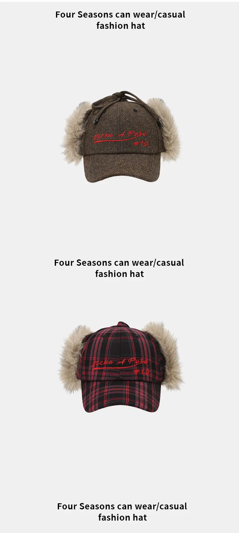 2025 Winter Plaid Duckbill Cap for Women Warm Ear Protection — feature 12
