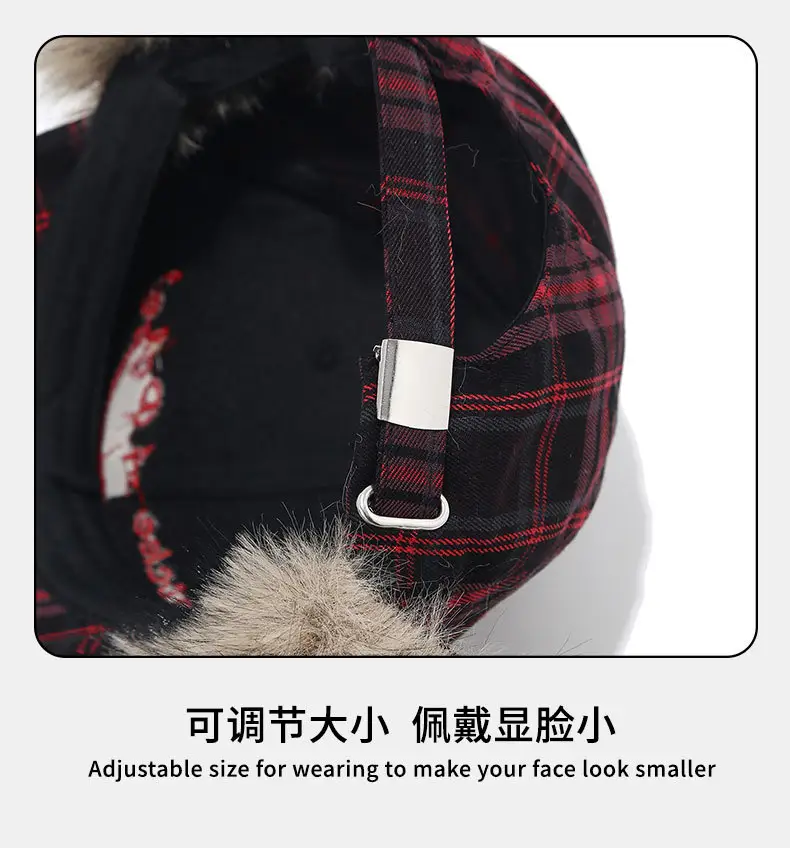 2025 Winter Plaid Duckbill Cap for Women Warm Ear Protection — feature 15