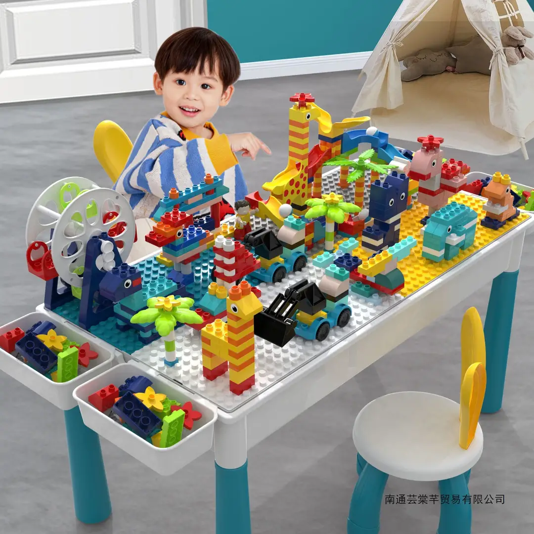 Multifunctional Large Assembled Educational Toy for Baby Boys 3-6 Years Old Compatible with Lego Large Particle Kidsren's Building Block Table