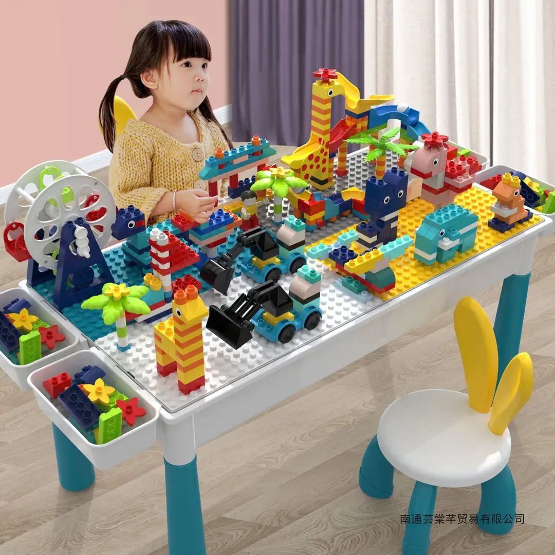 Multifunctional Large Assembled Educational Toy for Baby Boys 3-6 Years Old Compatible with Lego Large Particle Kidsren's Building Block Table