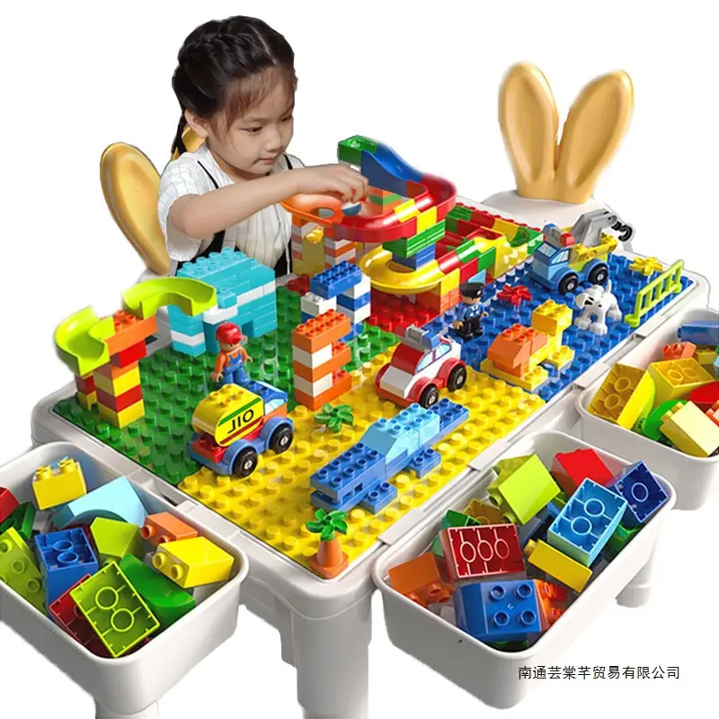 Multifunctional Large Assembled Educational Toy for Baby Boys 3-6 Years Old Compatible with Lego Large Particle Kidsren's Building Block Table