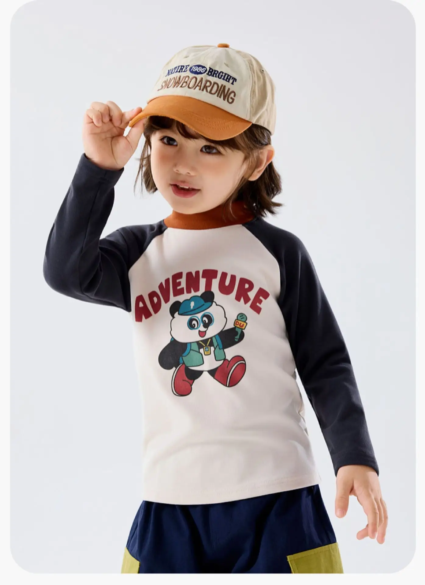 Children's Winter Long Sleeve T-Shirt with Panda Print — feature 12