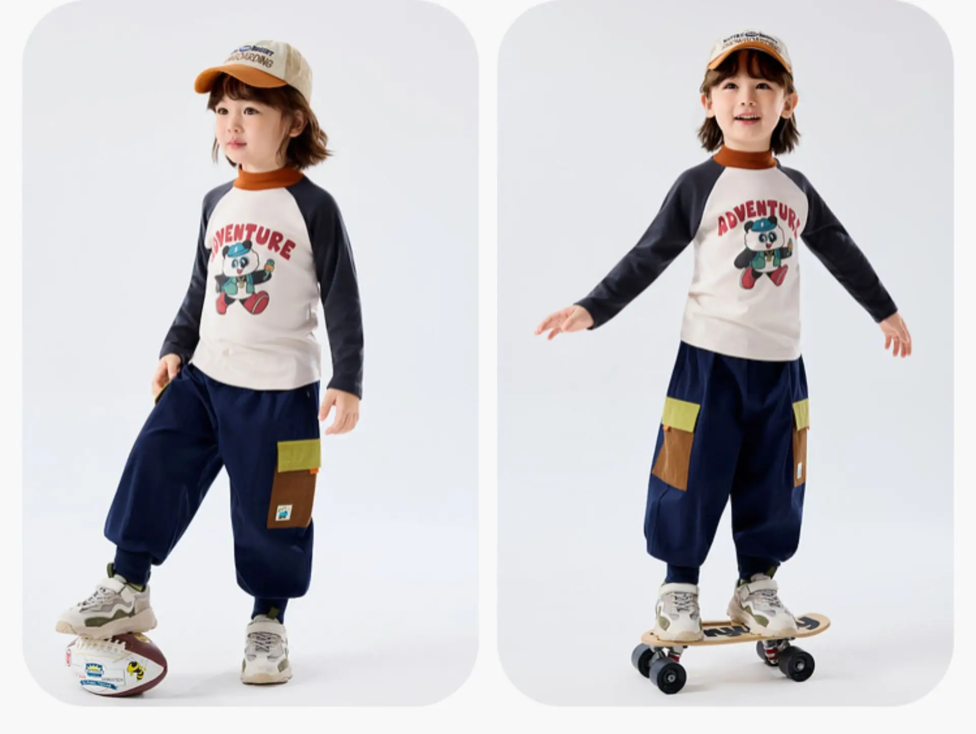 Children's Winter Long Sleeve T-Shirt with Panda Print — feature 13