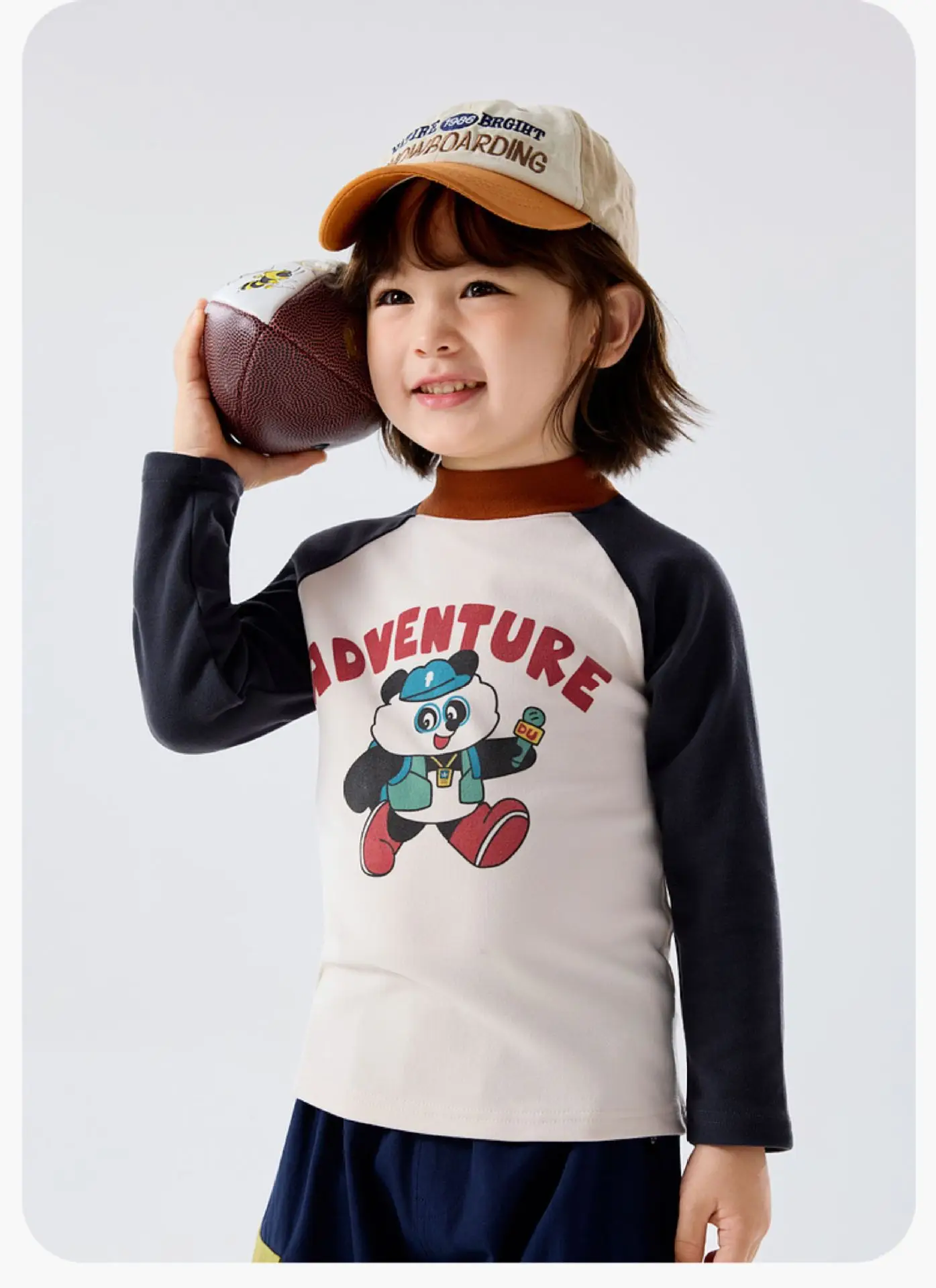 Children's Winter Long Sleeve T-Shirt with Panda Print — feature 14