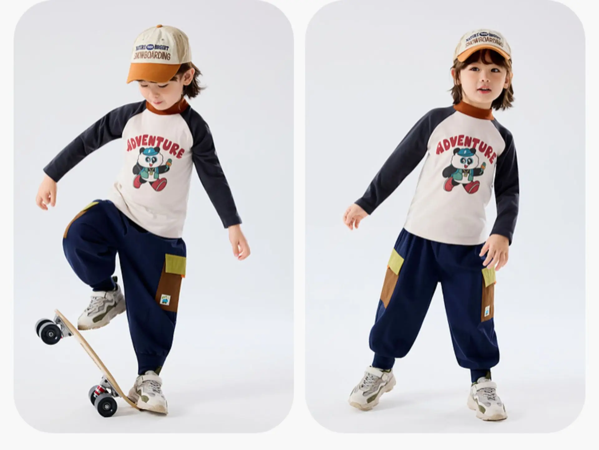 Children's Winter Long Sleeve T-Shirt with Panda Print — feature 15
