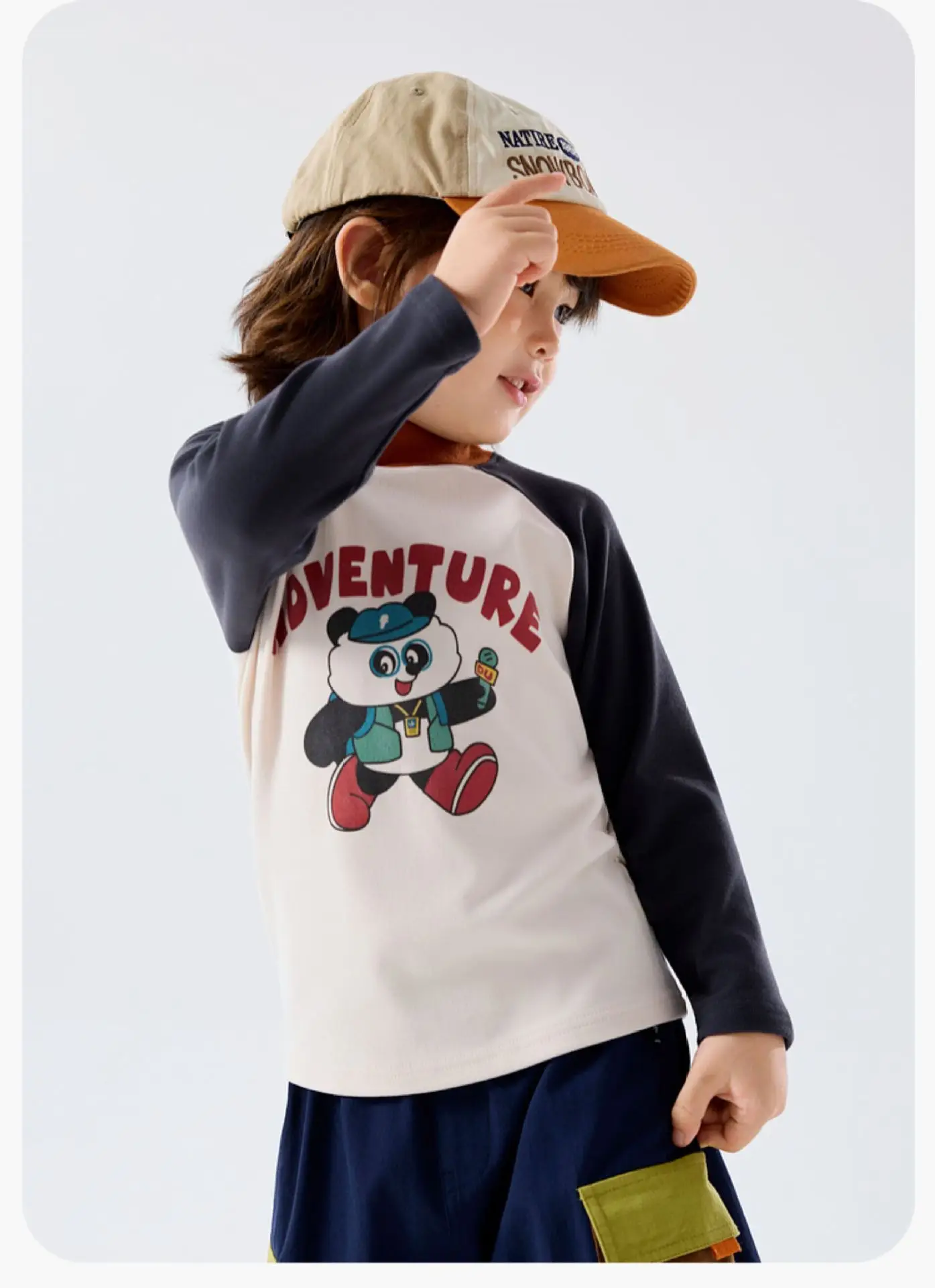 Children's Winter Long Sleeve T-Shirt with Panda Print — feature 16