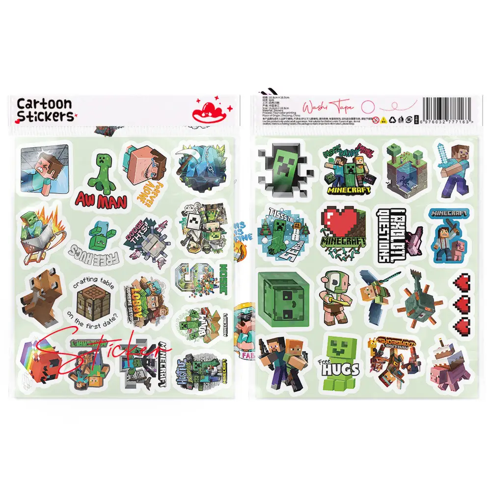 New Minecraft Game Stickers 104 Cross-Border Hot-Selling Kidsren's Toy Stickers DIY Stickers Flat Sheets — feature 2