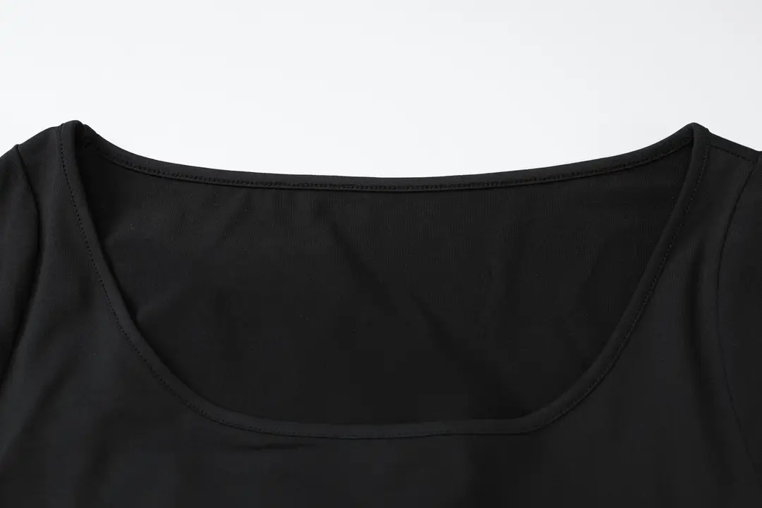 Cross-Border Wholesale Autumn and Winter New European and American Fashion Contrasting Color Sexy U-Neck Long-Sleeved Waist-Cinching Dress for Women — feature 24