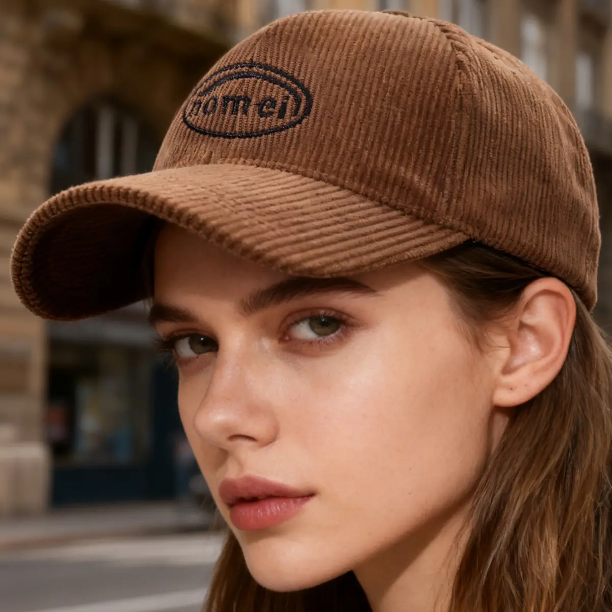 Men's Brown Corduroy Baseball Cap with Logo - Image 8