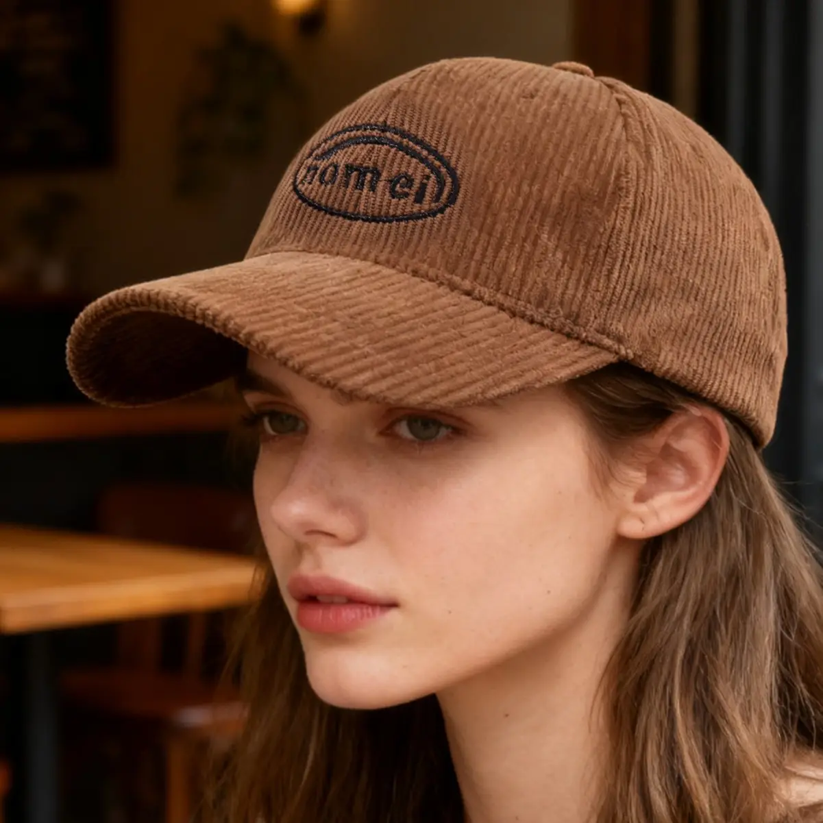 Men's Brown Corduroy Baseball Cap with Logo - Image 12