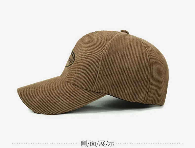 Men's Brown Corduroy Baseball Cap with Logo — feature 11