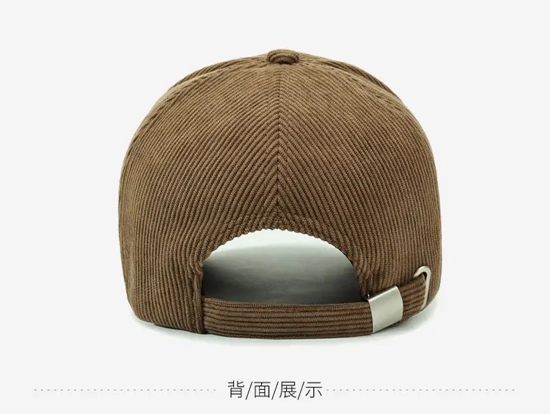 Men's Brown Corduroy Baseball Cap with Logo — feature 12