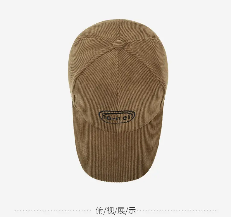 Men's Brown Corduroy Baseball Cap with Logo — feature 13
