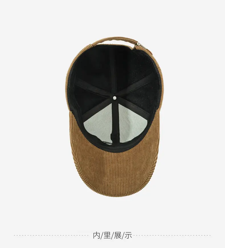 Men's Brown Corduroy Baseball Cap with Logo — feature 14