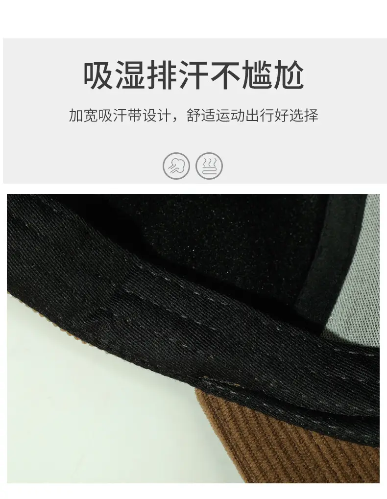 Men's Brown Corduroy Baseball Cap with Logo — feature 3