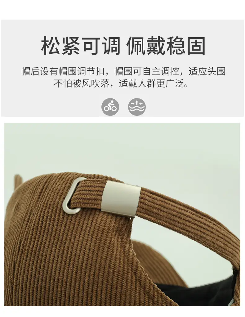 Men's Brown Corduroy Baseball Cap with Logo — feature 4