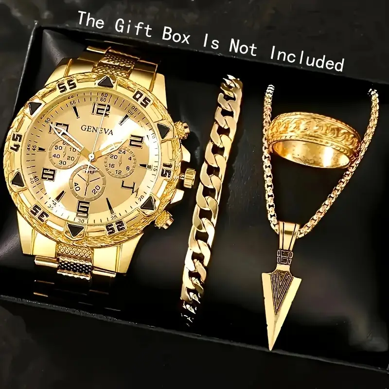 Cross-Border Hot-Selling Men's Watch + Jewelry Set, High-End Men's Business Watch Gift Four-Piece Watch Set — feature 6