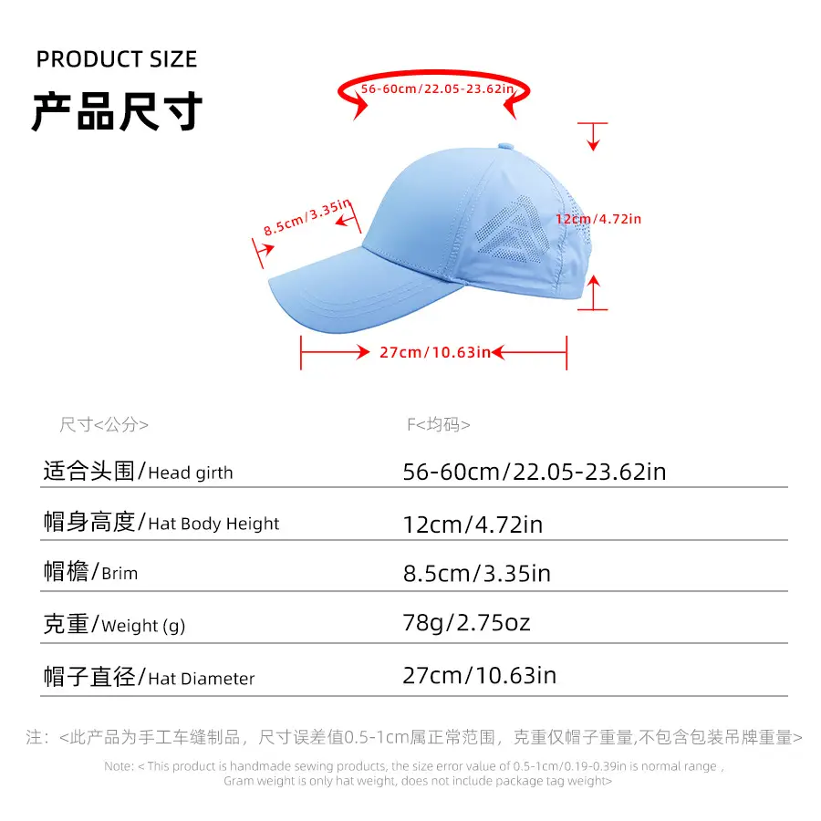 Men Light Blue Baseball Cap with 50+ Protection β feature 13