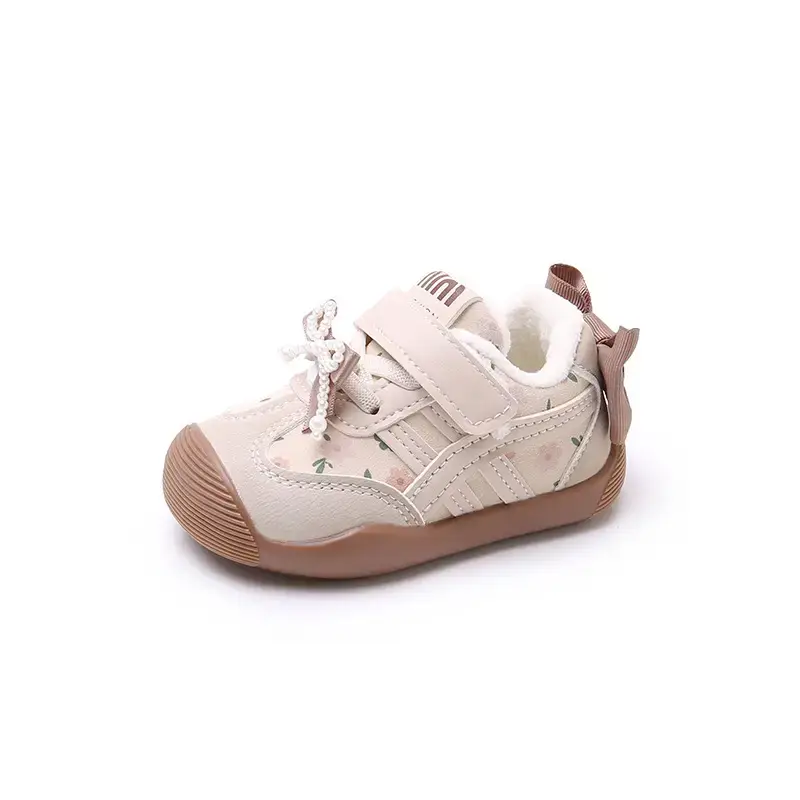 Baby Girl Velvet Toddler Shoes Pink 0-3Yr Soft Soled