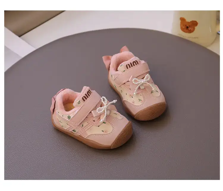 Baby Girl Velvet Toddler Shoes Pink 0-3Yr Soft Soled — feature 16
