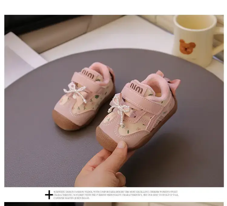 Baby Girl Velvet Toddler Shoes Pink 0-3Yr Soft Soled — feature 19