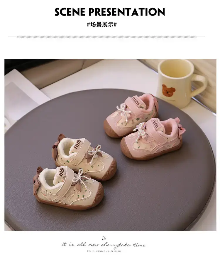 Baby Girl Velvet Toddler Shoes Pink 0-3Yr Soft Soled — feature 7
